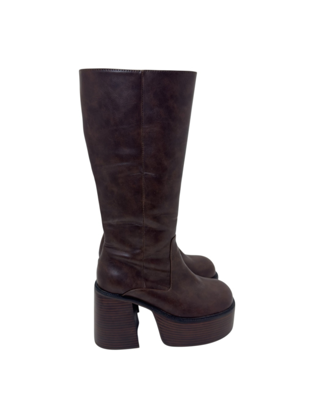 Vintage Sole Delia’s Knee-High Chunky Platform Brown Leather Boots Size 9